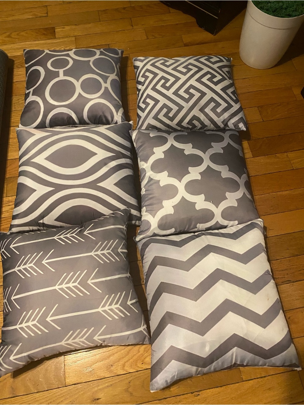 Gray and White Patterned Decorative Throw Pillow Set - Home Accents